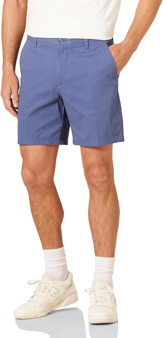Amazon Essentials Men's 7" Stretch Chino Shorts (32, Dark Blue)