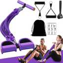 Upgrade Foot Pedal Resistance Band, 100lbs Adjustable 4 Tube Pedal Ankle Puller Resistance Band with Handle, Multifunction Home Gym Equipment, Stirrup Puller for Men Women for Full Body Workout