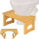 Foldable Toilet Stool, 7.5 Inch Poop Stool for Bathroom, Bamboo Toilet Stool Squat Adult, Collapsible Squatting Potty Stool with Non-Slip Strip - Improve Squatting Posture and Comfort, Wood