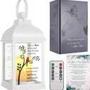 Memorial Lantern with Card - Sympathy Gift for Loss of Mom/Dad/Loved One, Bereavement Keepsake with Flickering Flame, Memory Lamp for Funeral Remembrance or Celebration (White)