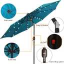 Blissun 9 ft Solar Umbrella 32 LED Lighted Patio Umbrella Table Market Umbrella with Tilt and Crank Outdoor Umbrella for Garden, Deck, Backyard, Pool and Beach (Cerulean)