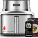 Cosori Iconic Stainless Steel 6.5 Qt Smart Air Fryer, PFAS-Free Ceramic Coating, Max 450F, Consistent Cooking, Air Fry, Roast, Bake, Dry, Proof, Reheat, Dishwasher-Safe Basket, Chef-Crafted Recipes