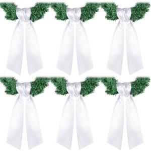 VitalCozy 6 Pcs Wreath Sash for Front Door Blank Wreath Sash Accessories Embroidery Plain Blanks for Embroidery Monogram Party Farmhouse Indoor Outdoor Wedding Decor(4.49" x 56.30", White)
