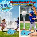 2 in 1 Water Sprinkler Baseball Toy Set for Kids  Whale Shaped Outdoor T-Ball Game & Spinning Splash Toy, Summer Backyard Water Play for Toddlers and Children Ages 3+