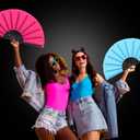 Blulu 4 Pcs Large Folding Fans Bulk with 4 Fan Sleeves, Chinese Kung Fu Hand Clack Rave Fans for Line Dancing, Festival, Party Decor and Performance(Classic Style,Fluorescent Color,13 Inch)