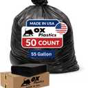 55 Gallon Trash Can Liners Bags 4 Mil - 50 Count & Thick Extra Heavy Duty Strength - Large Garbage Bag, Leak-Proof & Durable bags - Black