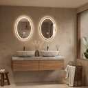 Keonjinn 24" x 36" Oval LED Bathroom Mirror with Frontlit and Backlit