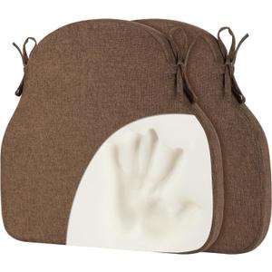 Brown Winsor Chair Cushions with Ties, Dining Kitchen Chair Seat Pads Non Slip Removable Washable Cover 17"x16" 2 Pack