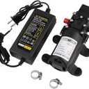 Pump Sprayer 70W DC 12v 0.9MPA 130psi Water Pressure Pump Home Booster Pump diaphragm pump Connect to 10.3mm/0.4inch Pipe for 4-6L/Min Self Priming Pump with Power Adapter for Camping Boat