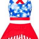 Cutemile Little Girls Two Piece Tankini Swimsuit Summer Boyshort Bathing Suit Beach Rash Guard Swimwear (5-6 Years, Stars and Stripes H of July)