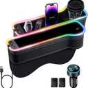 LED Car Seat Gap Filler Organizer Car Gap Filler with 10 Light Music Rhythm Modes USB and Type-C Charger Fit for iPhone Android (2 Pack) (YJXR-01-CL)