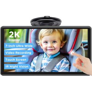 Baby Car Monitor for Backseat, 7" Touchscreen Camera Baby Camera with USB Plug and Play Easy Setup, 150 Wide Angle, Night Vision, Flexible 360 Rotation