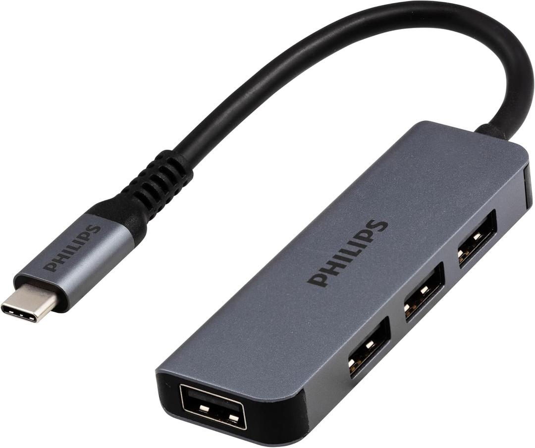Philips USB C to USB Hub for Laptop, 4 USB 2.0 Ports, USB C Hub Multiport Adapter for MacBook Pro, MacBook Air, 480 Mbps Data Transfer Speed, USB C Laptops Docking Station, SWL3573S/37