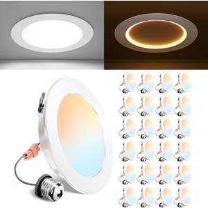 Ensenior 24 Pack 4 Inch 5CCT LED Can Lights with Night Light, Retrofit Led Recessed Lighting, Dimmable, 7W 120V, 700LM, IC Rated - FCC