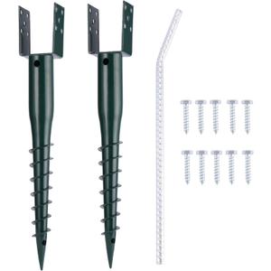 No Dig Ground Screw Anchor Spike  U Shaped Post Stake for Mailbox and Fence, Includes Lag Bolts & Rebar, Fits Standard 4x4 (3.5" X 3.5" Inch) Post.