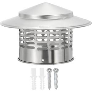 PATIKIL 4" Chimney Cap, 304 Stainless Steel Round Chimney Cover Cap Hood Screen Roof Vent with Screws for Fireplace Exhaust Exterior Stove Pipe
