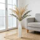 White Ceramic Tall Floor Vase,19.7 Inch Large Decorative Vase for Home Decor, Living Room, Bedroom, Bathroom, Kitchen, Center pieces, Office, Minimalism Style Design for Pampas Grass Vase