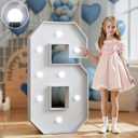 Marquee Numbers 3 Feet Tall Big Light Up Numbers 6th 16th 60th Happy Birthday Decorations Sweet 16 White Anniversary Party Decor Large Cardboard Prop Backdrop Sign 6