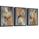 Black Framed Canvas Wall Art For Living Room Wall Decorations For Kitchen Large Size Wall Decor Abstract Leaves Painting Inspirational Pictures Artwork Bathroom Home Decor of 3 Piece Framed Art Prints 19,7 X 27.7