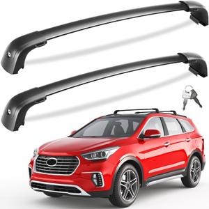Tuyoung 300lbs Lockable Roof Rack Cross Bars Compatible with Hyundai Santa Fe 2013 2014 2015 2016 2017 2018 (with Flush Side Rails) Aluminum Roof Rails Crossbars Bars Rooftop Cargo Carrier Luggage