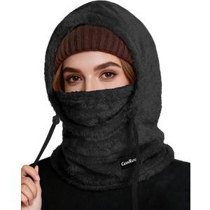 Ski Mask Fleece Balaclava, Winter Face Mask Windproof Neck Cover Warmer Hat Hood for Men Women (Black, M)