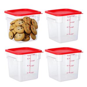 BIEAMA 4 Pack 8 Qt Square Food Storage Containers with Lids, NSF, Clear