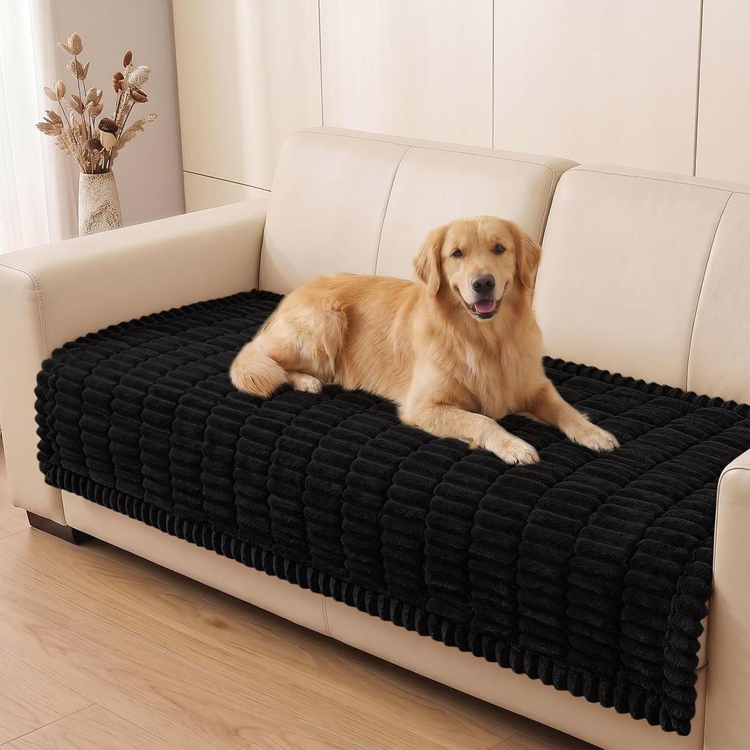 Smiry Couch Cover for Dogs, Non Slip Washable Sofa Protector for Pets, Soft Furniture Cover for Pet, Stylish Sofa Covers, Cozy Protect Against Fur, Dirt & Everyday Messes (Black, 35.4" x 63")