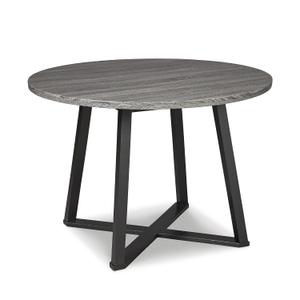 Signature Design by Ashley Centiar Mid Century Round Dining Room Table with Metal Legs, Gray & Black