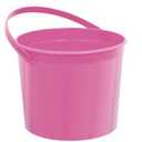 Pink Plastic Bucket - 8" x 5.5" (1 Count) - Durable With Sturdy Handle - Ideal For Home & Outdoor Use