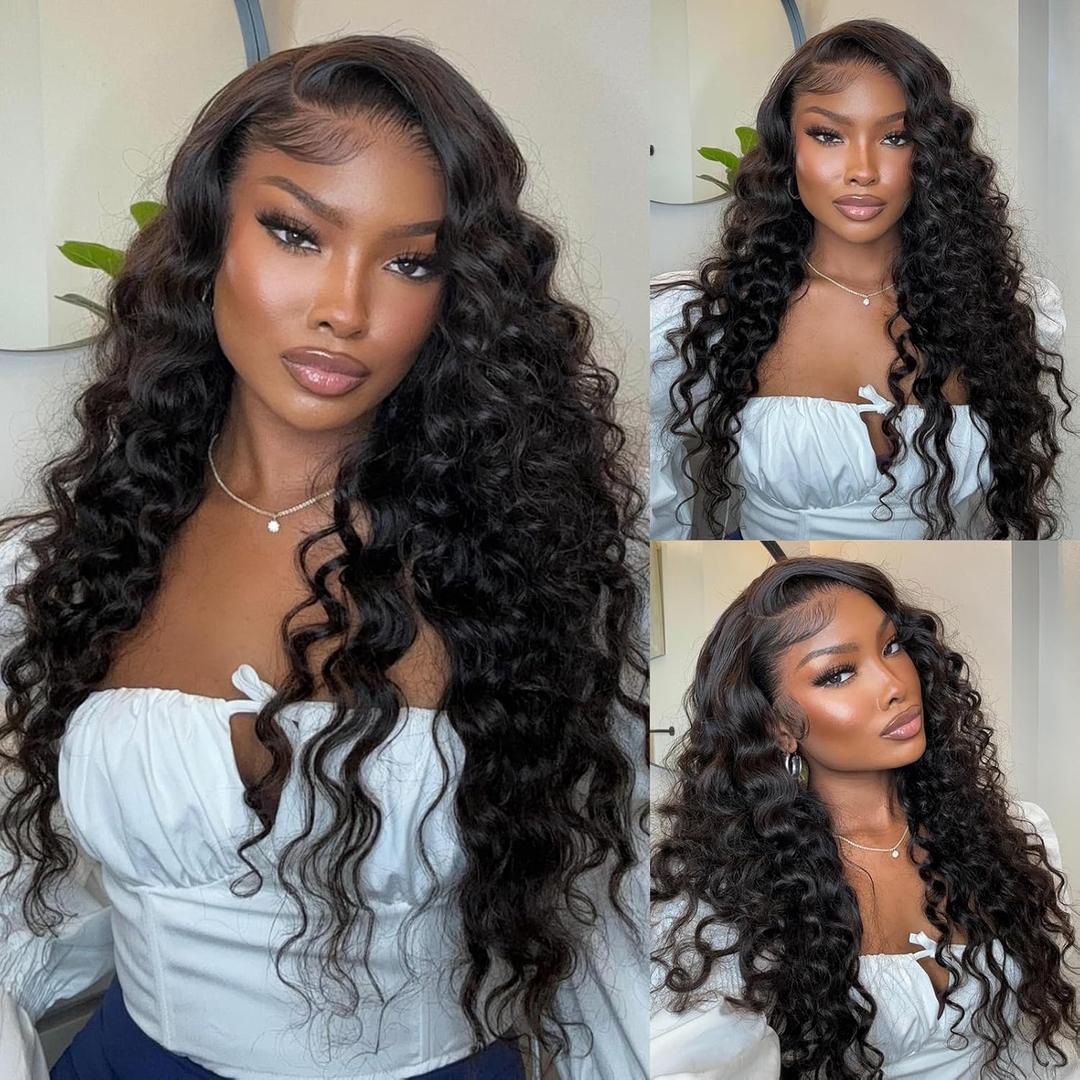 28 Inch 13x6 Loose Wave HD Lace Front Wigs Human Hair 200 Density 100% Real Human Hair 15A Loose Deep Wave Wig Human Hair Pre Plucked, No Synthetic Blend No Tangle No Shedding Triple Lifespan 3X