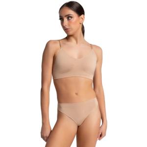 Capezio Women's Seamless Clear Back Bra With Transition Straps (L)