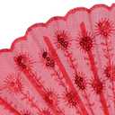 QIRMIZI 30 PACK Fabric Folding Handheld Fans, Perfect for Weddings, Parties, and Dancing,Red