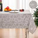 Mebakuk Christmas Jacquard Tablecloth Waterproof Damask Floral Pattern Table Cloth, Heavy Weight Wipeable Wrinkle Free Table Covers for Dinner or Daily Uses (Silver Gray, 60" x 84" (6-8 Seats))