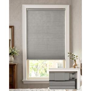 LazBlinds No Drill Blackout Cellular Shades, 33.5" W x 64" H, Dove Grey