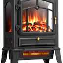 ZAFRO Electric Fireplace Stove, 5100 BTU Quick Heating Electric Fireplace Heater with Adjustable Flame Brightness, 1000W/1500W Thermostat, for Living Room, Bedroom, 22 Inch Standard