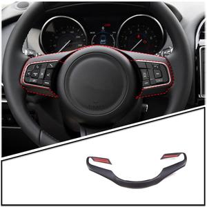Daeiclru Car Steering Wheel Cover Trim Compatible with Jaguar F-Pace F-Type XF XF XFL 2016-2019, Steering Wheel Decoration Frame Accessories (Matt Black)