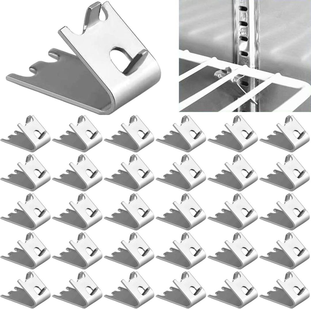 920158 Freezer Shelf Clip,Stainless Steel Shelf Clip for Refrigerator,Freezer Cooler Shelf Support,Replacement Shelf Square Buckles Clips (16)