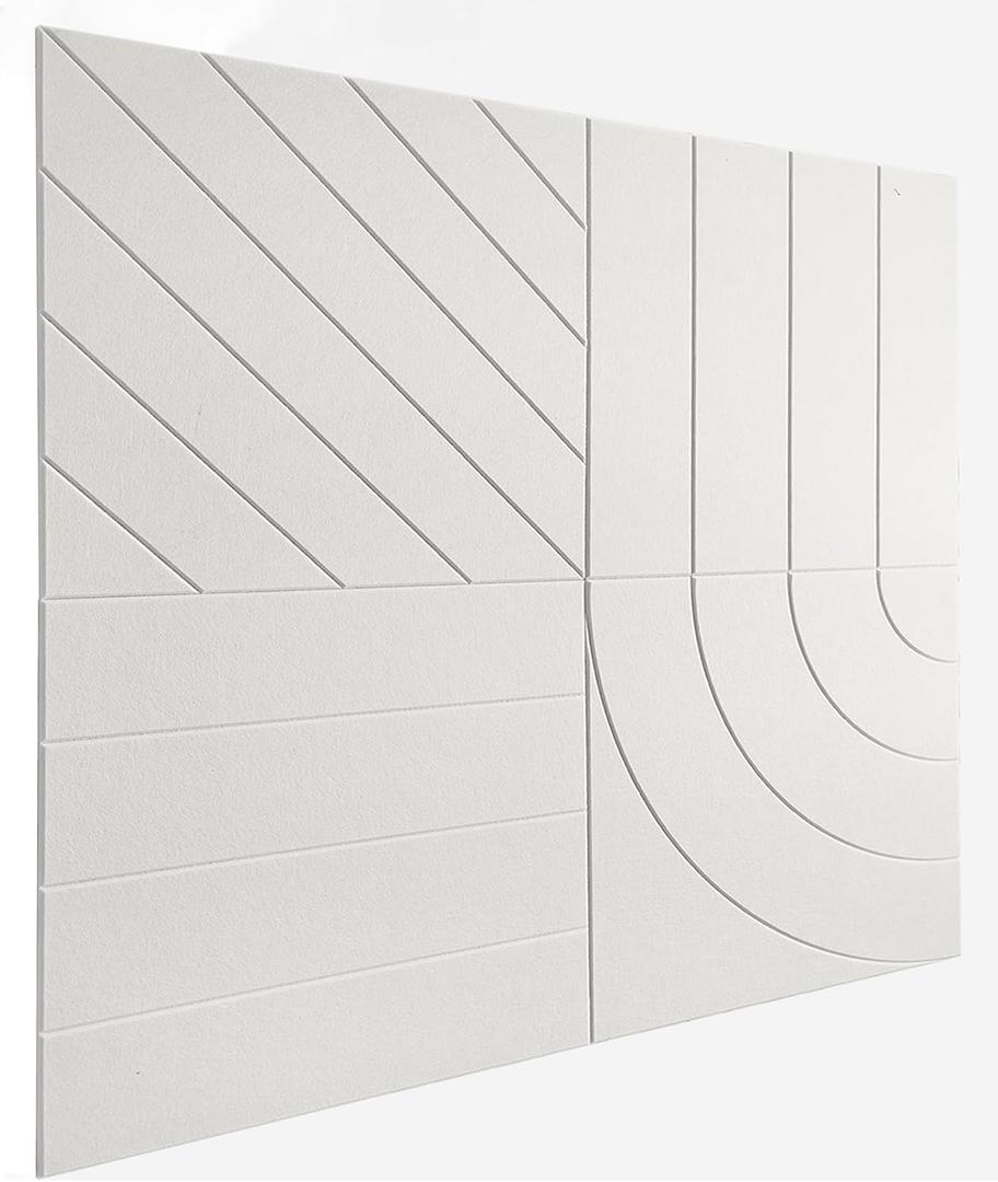 21.65" Large Square Acoustic Panels 4-Pack - Sound Absorbing Wall Panels, Noise Reducing Soundproof Decorative Felt Tiles for Home Office, Studio, Living Room - White