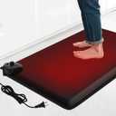 Heated Anti-Fatigue Floor Mat Under Desk - Heated Standing Mat Cushioned with Foot Warmer 17.7"x30",8 Levels Temp & 12H Timer, 1.2" Thick Comfort Foam Heating Pad for Kitchen,Office,Home,Durable (Black)