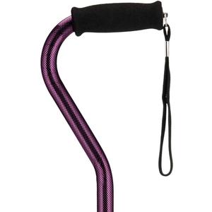 NOVA Designer Walking Cane with Offset Handle, Lightweight Adjustable Walking Stick with Carrying Strap, Purple Checkers Design