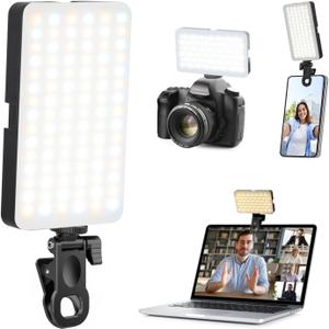 Portable Selfie Light for iPhone: 90 LED Rechargeable Phone Fill Lights, Ring Light for Camera Picture, Makeup Photo, Video Conferences, Laptop Use, Zoom Meetings, TikTok, Vlog Photography (Black)