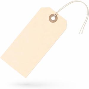 Premium Hang Tags with String - Box of 100 Tags #5-4.75 x 2.375" - String Tags for Labeling with Reinforced Eyelet and String Attached