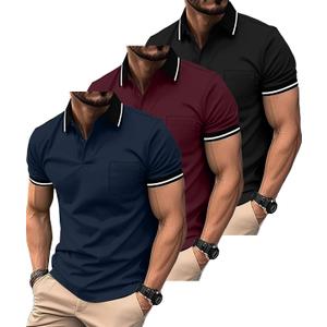 ZITY 3 Pack Men Polo Shirts Short Sleeve with Pocket Sport Wicking Shirts for Men Casual Athletic Collared T-Shirts (XL)