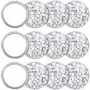 Qunclay 12 Pcs Disco Ball Compact Mirror 2.76 Inch Vintage Round Pocket Mirror Makeup Mini Mirror Handheld Portable Mirror for Purse, Women Gift Disco Party Supply Travel Daily (Silver)