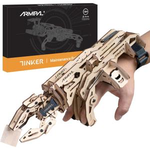 ARMPAL Mechanical Claw Model Kit 3D Wooden ClawBot Puzzle for Adults and Teens Self-Assembly Robot Arm Building Kits to Build Laser-Cut Wooden Puzzle Mechanical Toy Realistic Robot Toy Gifts