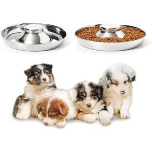 Stainless Steel Puppy Bowls, Set of 2 Puppy Feeder, Dog Food and Water Bowl, Food Feeding Weaning for Small Medium Large Dogs, Pets, S