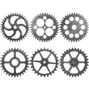 6 Pcs Wooden Steampunk Wall Decor Steampunk Gears Wheel Industrial Wall Decor 10 Inch Vintage Wooden Gear Combination Farmhouse Hanging Wall Decor for Christmas Home Wall Bar Decor Art Craft