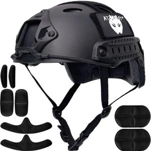 ATAIRSOFT PJ Type Tactical Airsoft Fast Helmet, Lightweight ABS with NVG Mount & Side Rails Bump Protection for Men, Women Air Soft, Paintball, Caving, Hunting, Cosplay, Hiking and Outdoor Sports