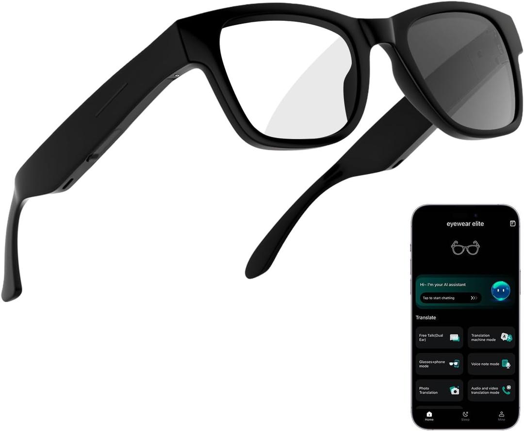 AI Smart Glasses with ChatGPT Bluetooth, Real-Time Translation, Music & Hands-Free Calls, Photochromic Lenses, UV & Blue Light Protection for Men & Women