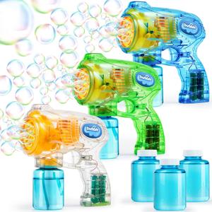 JOYIN 3 Packs Bubble Guns with 3 Solutions, Automatic Bubble Maker Blower Machine for Kids, Party Favors, Summer Toy, Birthday, Outdoor & Indoor Activity, Easter (Transparent)